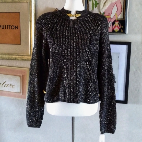 Vintage Chaus Gold Glitter Mock Turtleneck Sweater